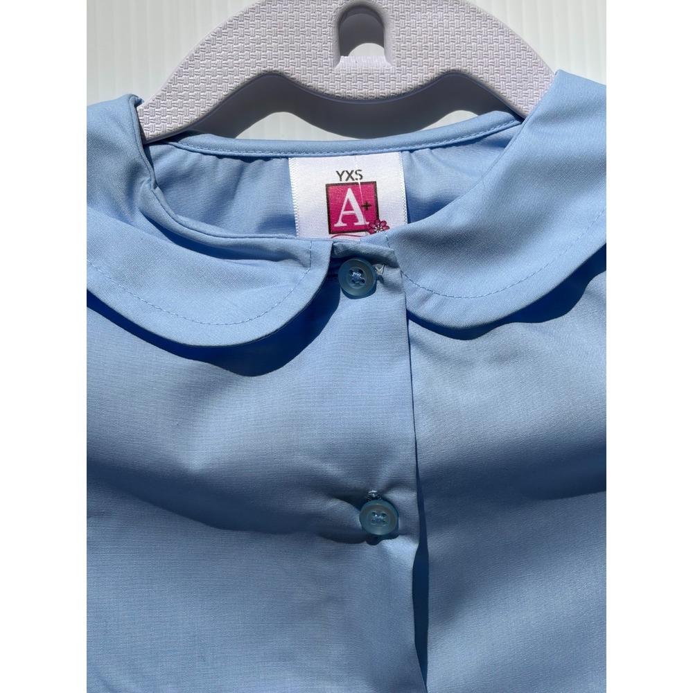 A+ School Apparel Girls Peter Pan Blouse Long Sleeve Blue Uniform Shirt YXS - Picture 4 of 10